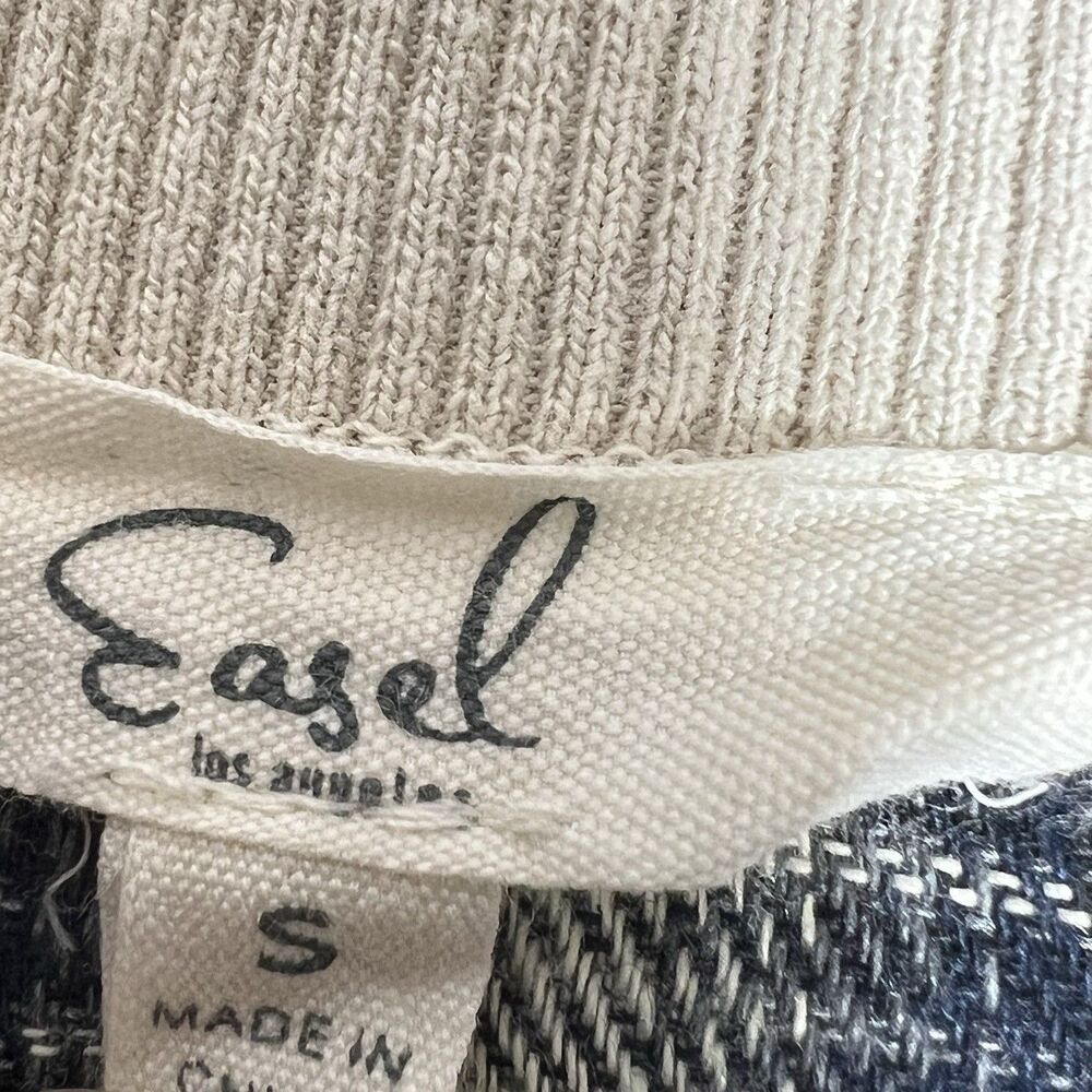Easel Sweater Patchwork Waffle Knit Sweatshirt Plaid Multicolor Women’s Small - Picture 11 of 13